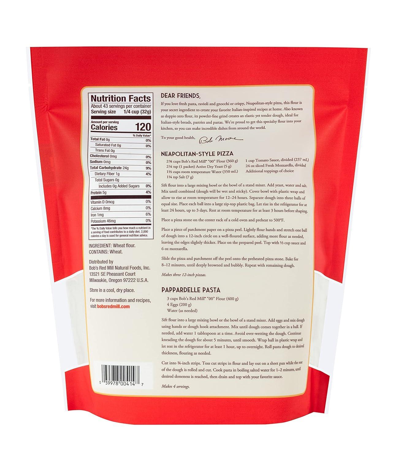 imageBobs Red Mill 00 Flour Premium ItalianStyle 48oz Pack of 4 Non GMO Vegan Kosher48 Ounce Pack of 1