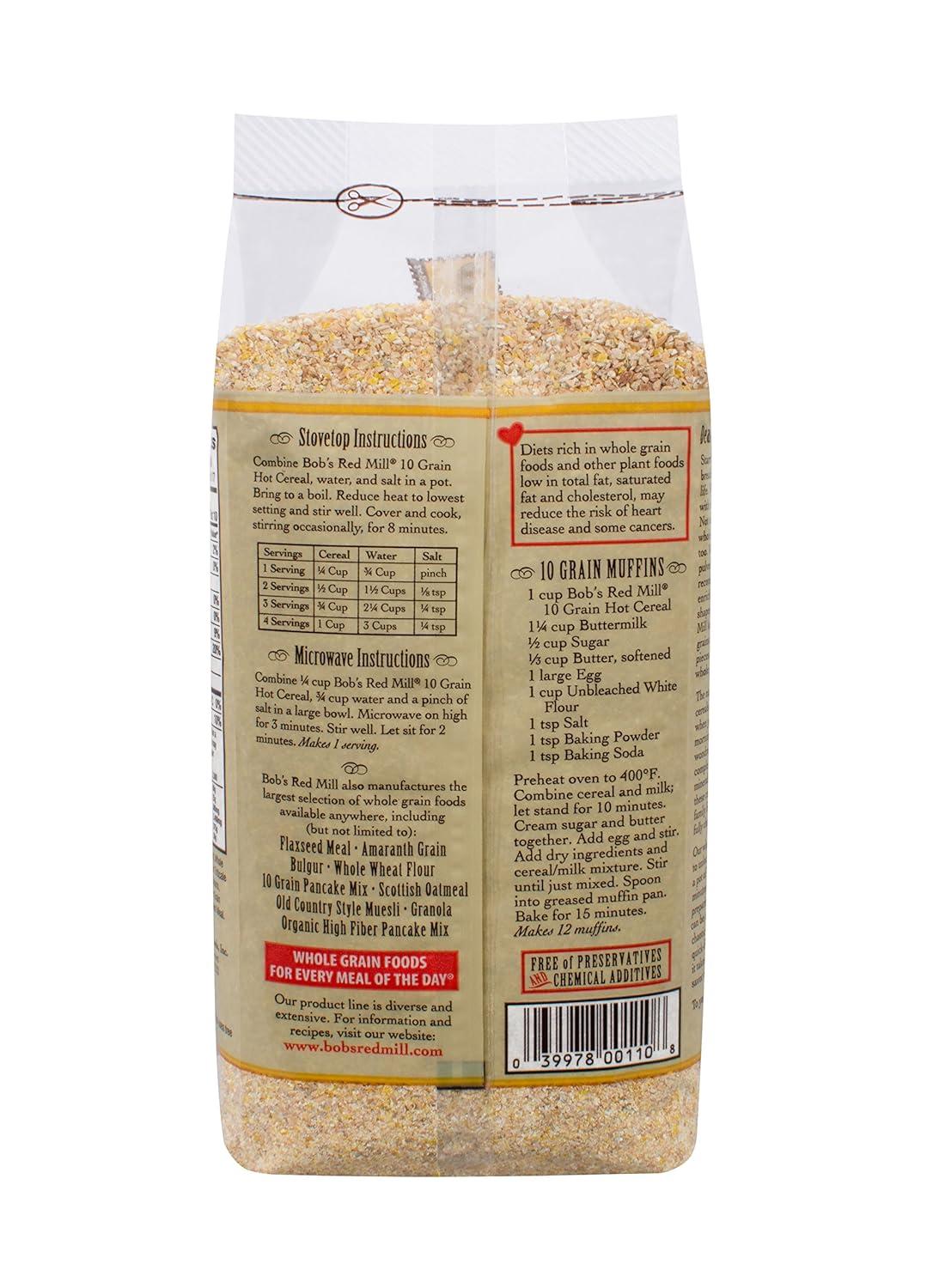 imageBobs Red Mill 10 Grain Hot Cereal 25oz Pack of 4 Whole Grain Vegan Kosher25 Ounce Pack of 4