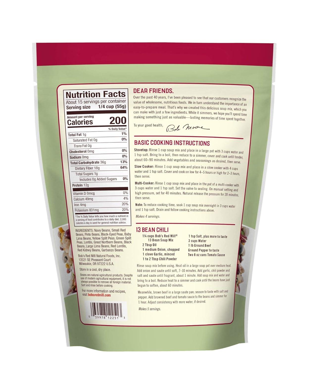 imageBobs Red Mill 13 Bean Soup Mix 29oz Pack of 1 Non GMO Vegan Kosher29 Ounce Pack of 4