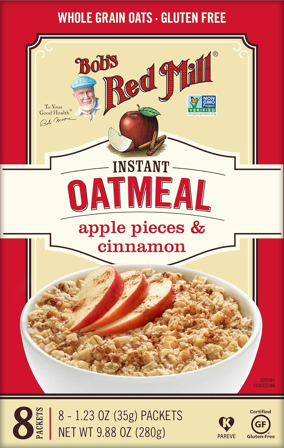imageBobs Red Mill Apple Pieces amp Cinnamon Oatmeal Packets 8 packets Pack of 1 Non GMO Gluten Free Whole Grain Kosher988 Ounce Pack of 1