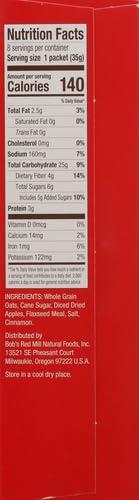 imageBobs Red Mill Apple Pieces amp Cinnamon Oatmeal Packets 8 packets Pack of 1 Non GMO Gluten Free Whole Grain Kosher988 Ounce Pack of 1
