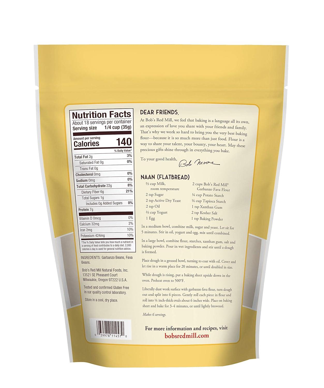 imageBobs Red Mill Garbanzo amp Fava Bean Flour 22oz Pack of 4 Gluten Free Vegan Keto Friendly Kosher88 Ounce Pack of 1