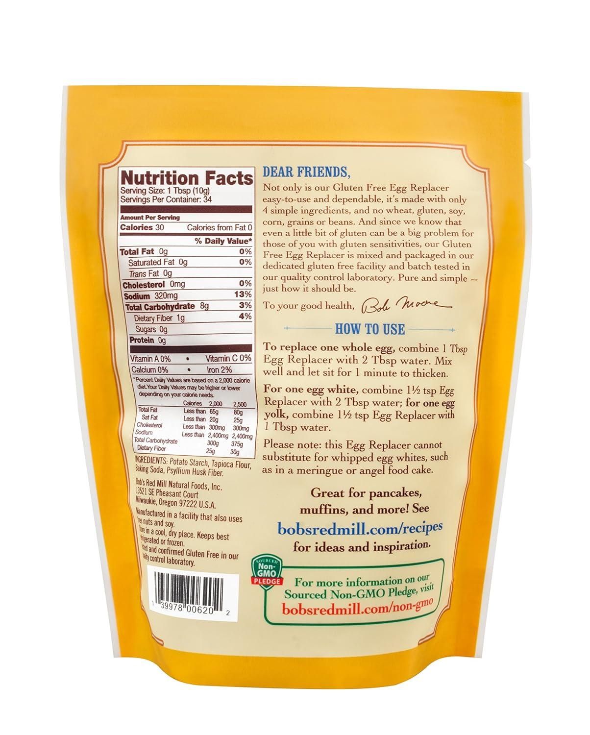 imageBobs Red Mill Gluten Free Egg Replacer 12oz Pack of 5 Non GMO Vegan Paleo Friendly Equals 34 EggsBag Kosher12 Ounce Pack of 1