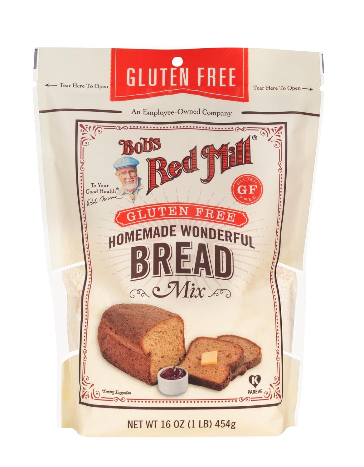 imageBobs Red Mill Gluten Free Homemade Wonderful Bread Mix 16oz Pack of 4 Gluten Free Kosher16 Ounce Pack of 4