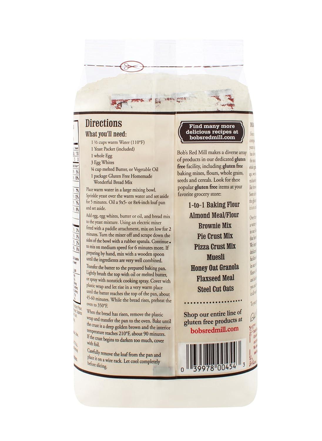 imageBobs Red Mill Gluten Free Homemade Wonderful Bread Mix 16oz Pack of 4 Gluten Free Kosher16 Ounce Pack of 4