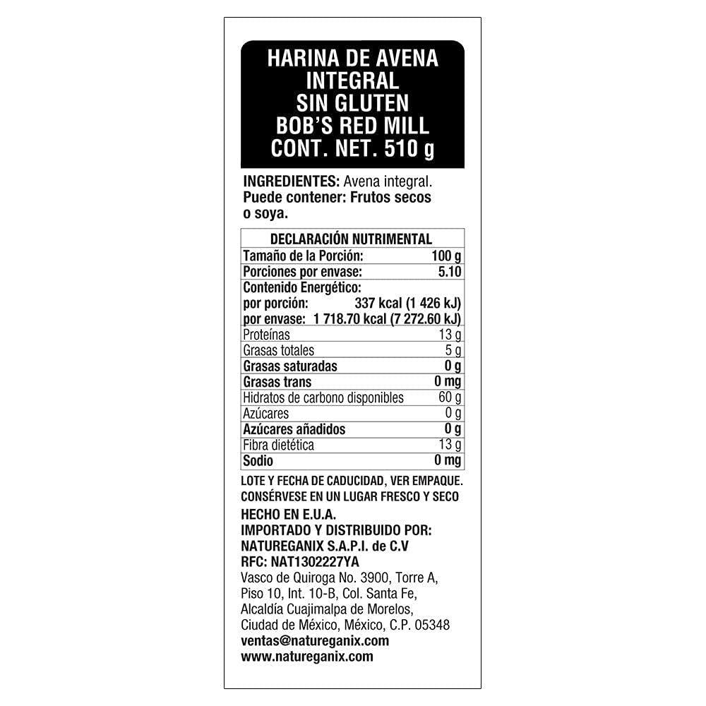 imageBobs Red Mill Gluten Free Oat Flour 18 oz Pack of 1 Gluten Free Whole Grain Vegan KosherVO