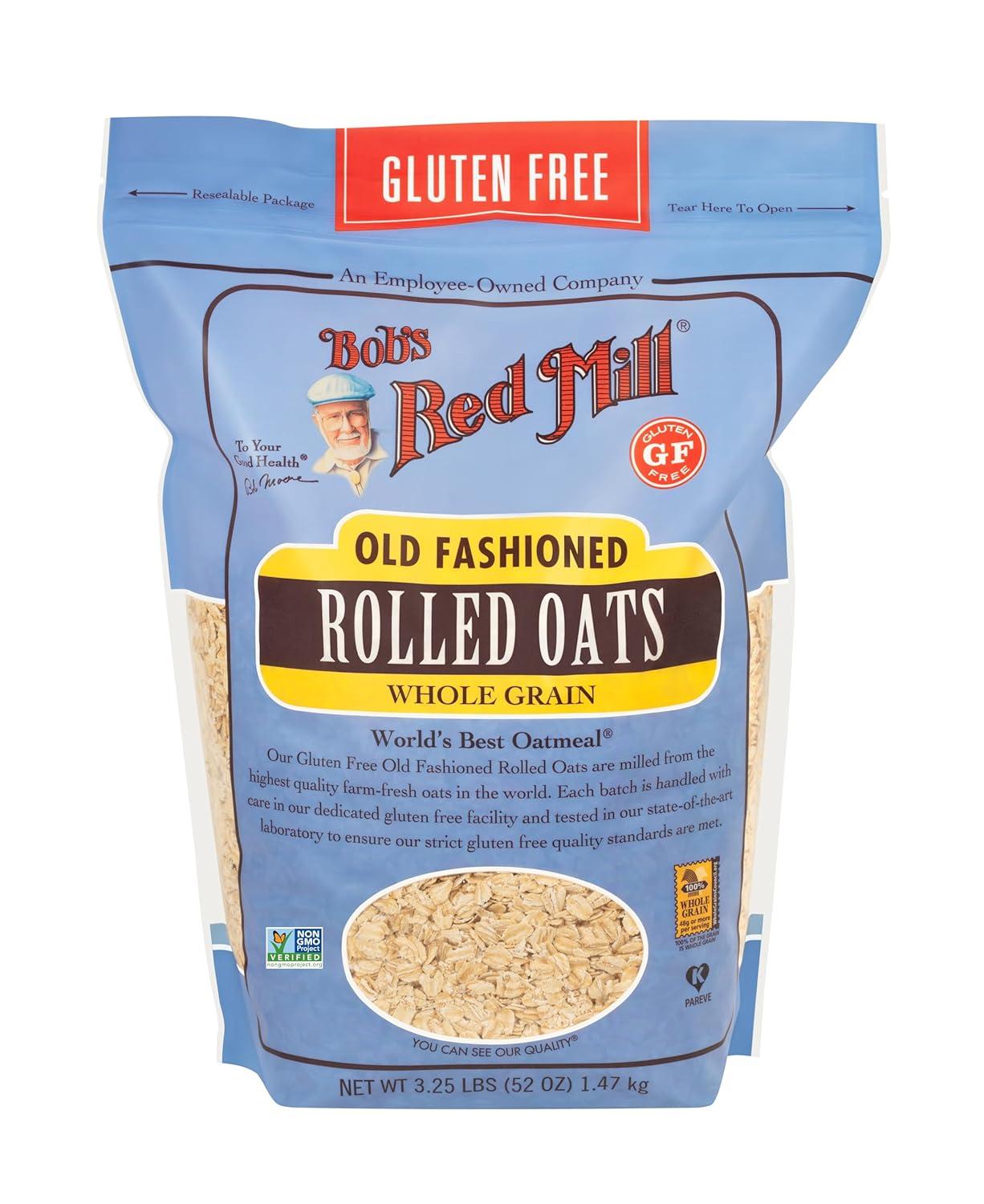 imageBobs Red Mill Gluten Free Old Fashioned Rolled Oats 32oz Pack of 4 Non GMO Whole Grain Vegan KosherGF Old Fashioned