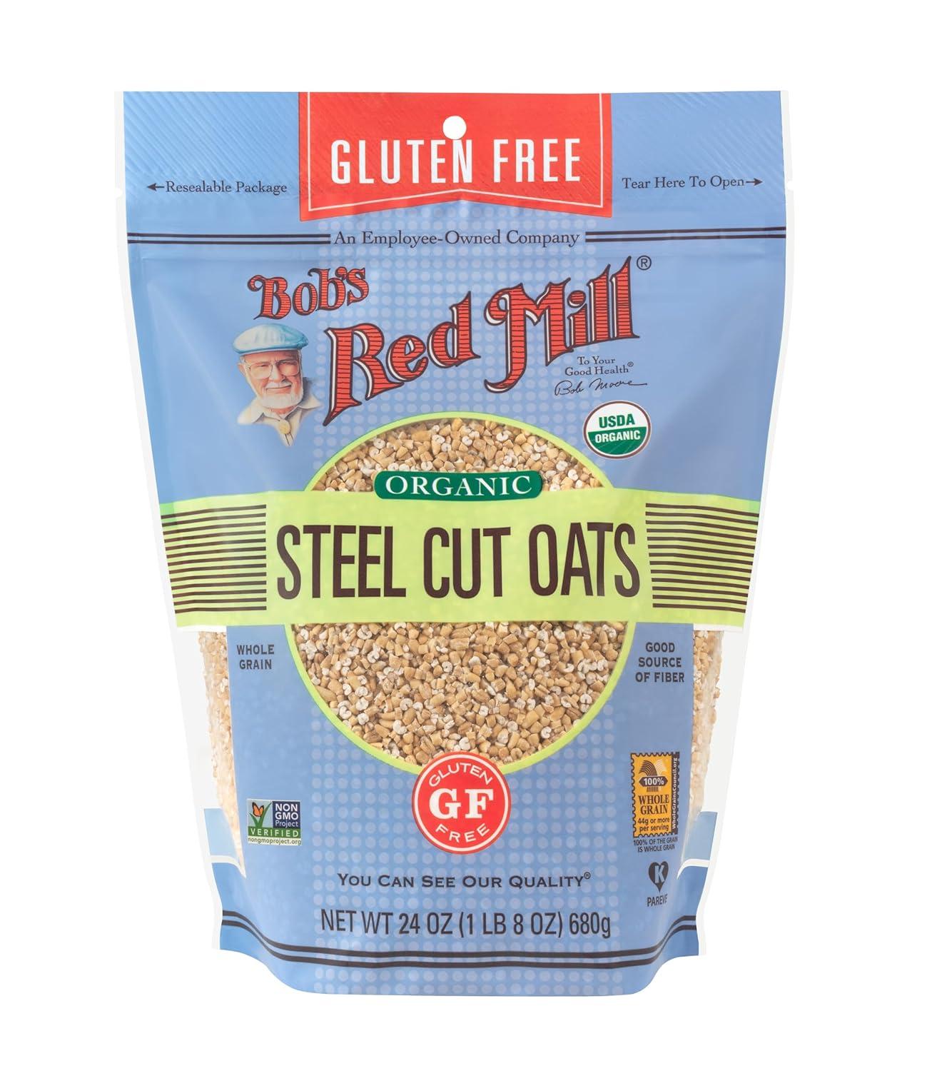 imageBobs Red Mill Gluten Free Organic Steel Cut Oats 24oz Pack of 4 Non GMO Whole Grain Vegan Kosher24 Ounce Pack of 4