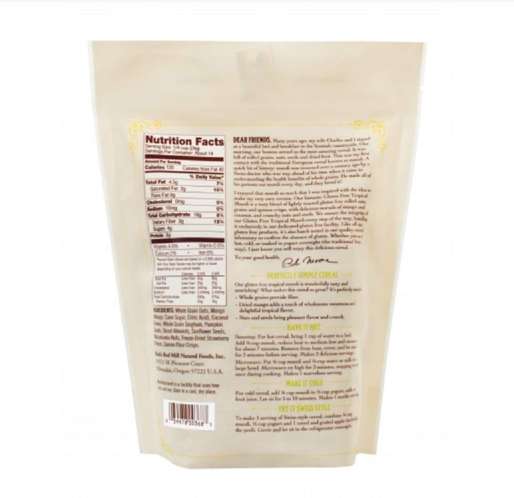 imageBobs Red Mill Gluten Free Tropical Muesli 14oz Pack of 4 Gluten Free Non GMO Whole Grain Kosher14 Ounce Pack of 2