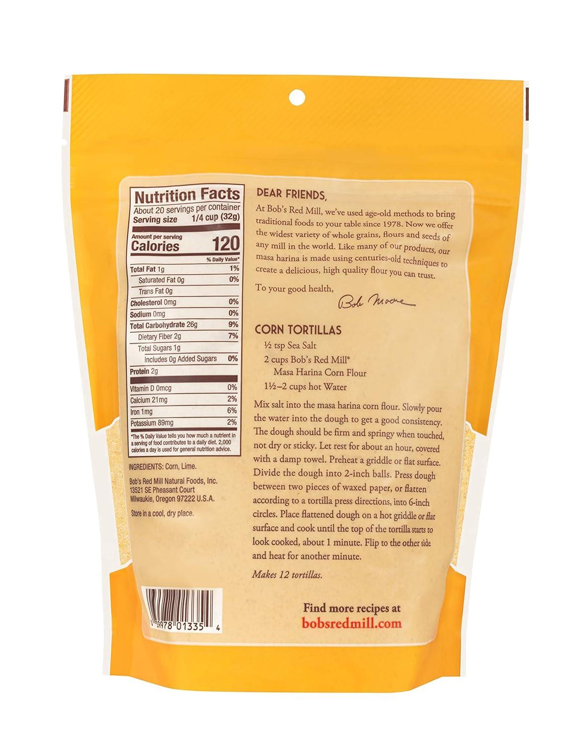 imageBobs Red Mill Golden Masa Harina Corn Flour 22oz Pack of 4 Vegan Kosher22 Ounce Pack of 4