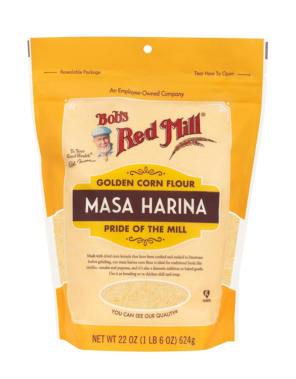 imageBobs Red Mill Golden Masa Harina Corn Flour 22oz Pack of 4 Vegan Kosher22 Ounce Pack of 4