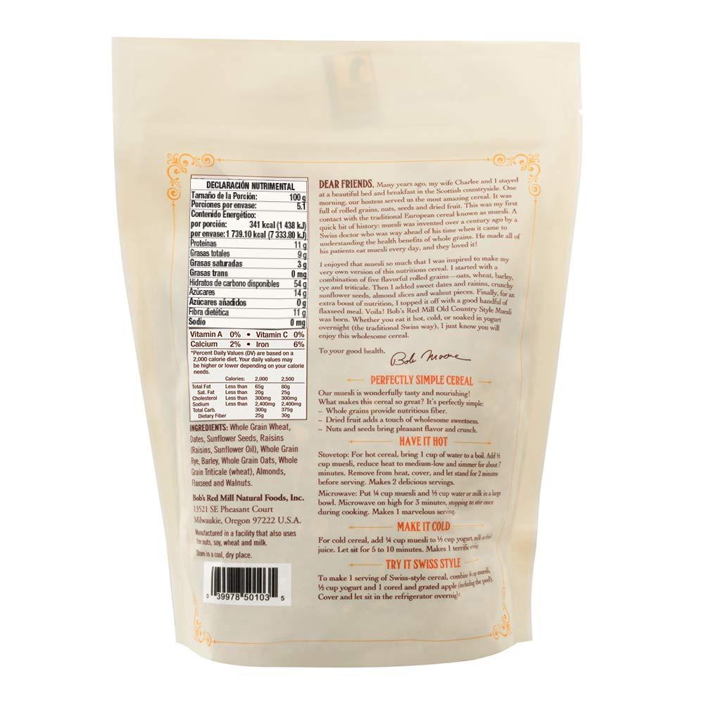 imageBobs Red Mill Old Country Style Muesli 40oz Pack of 4 Non GMO Whole Grain Vegan Kosher18 Ounce Pack of 1