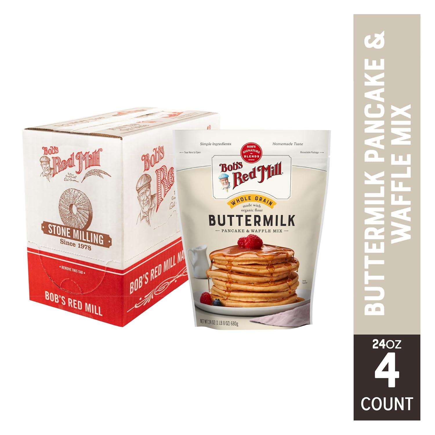 imageBobs Red Mill Organic Buttermilk Pancake amp Waffle Mix 24oz Pack of 4 Kosher24 Ounce Pack of 4