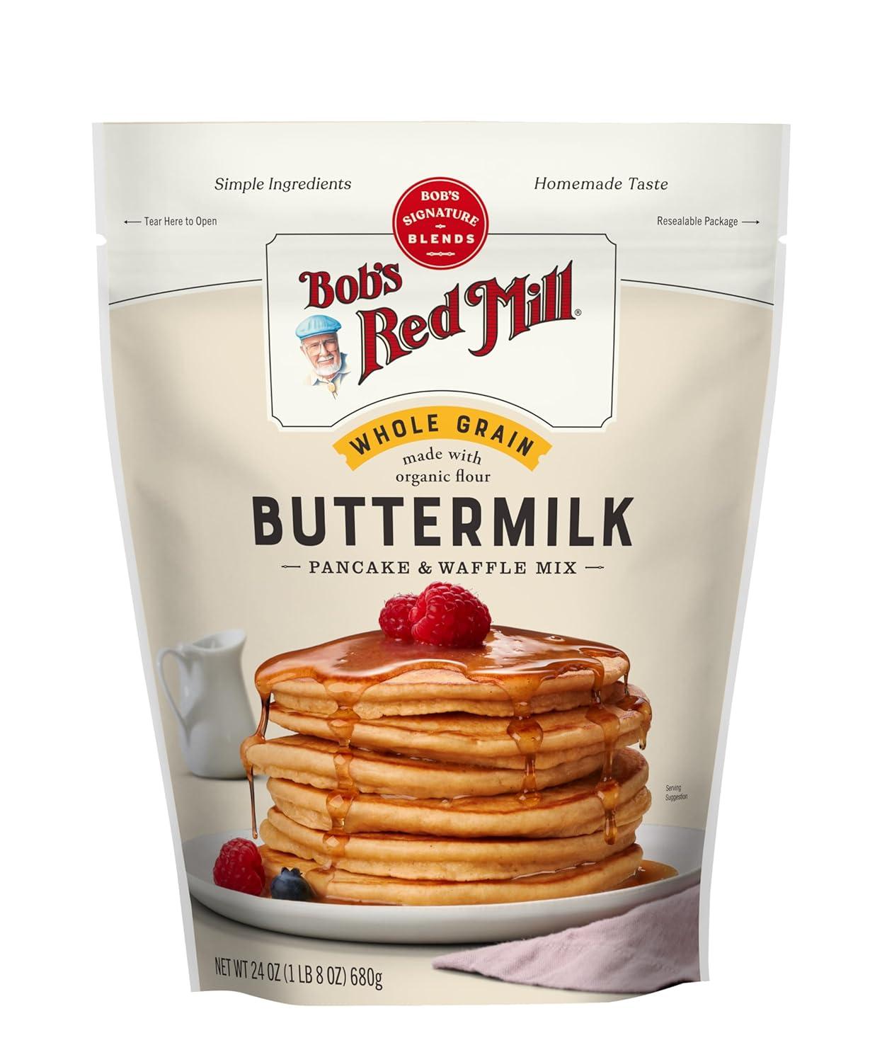 imageBobs Red Mill Organic Buttermilk Pancake amp Waffle Mix 24oz Pack of 4 Kosher24 Ounce Pack of 4
