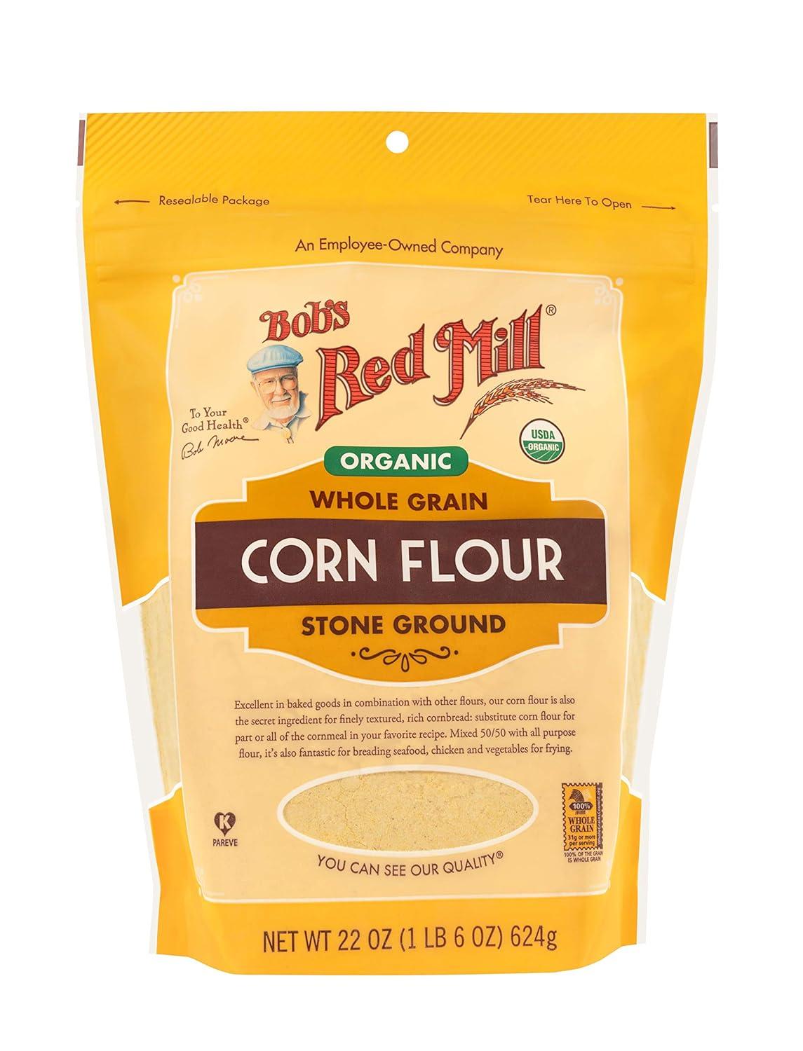 imageBobs Red Mill Organic Corn Flour 22oz Pack of 4 Non GMO Whole Grain Vegan Kosher22 Ounce Pack of 4