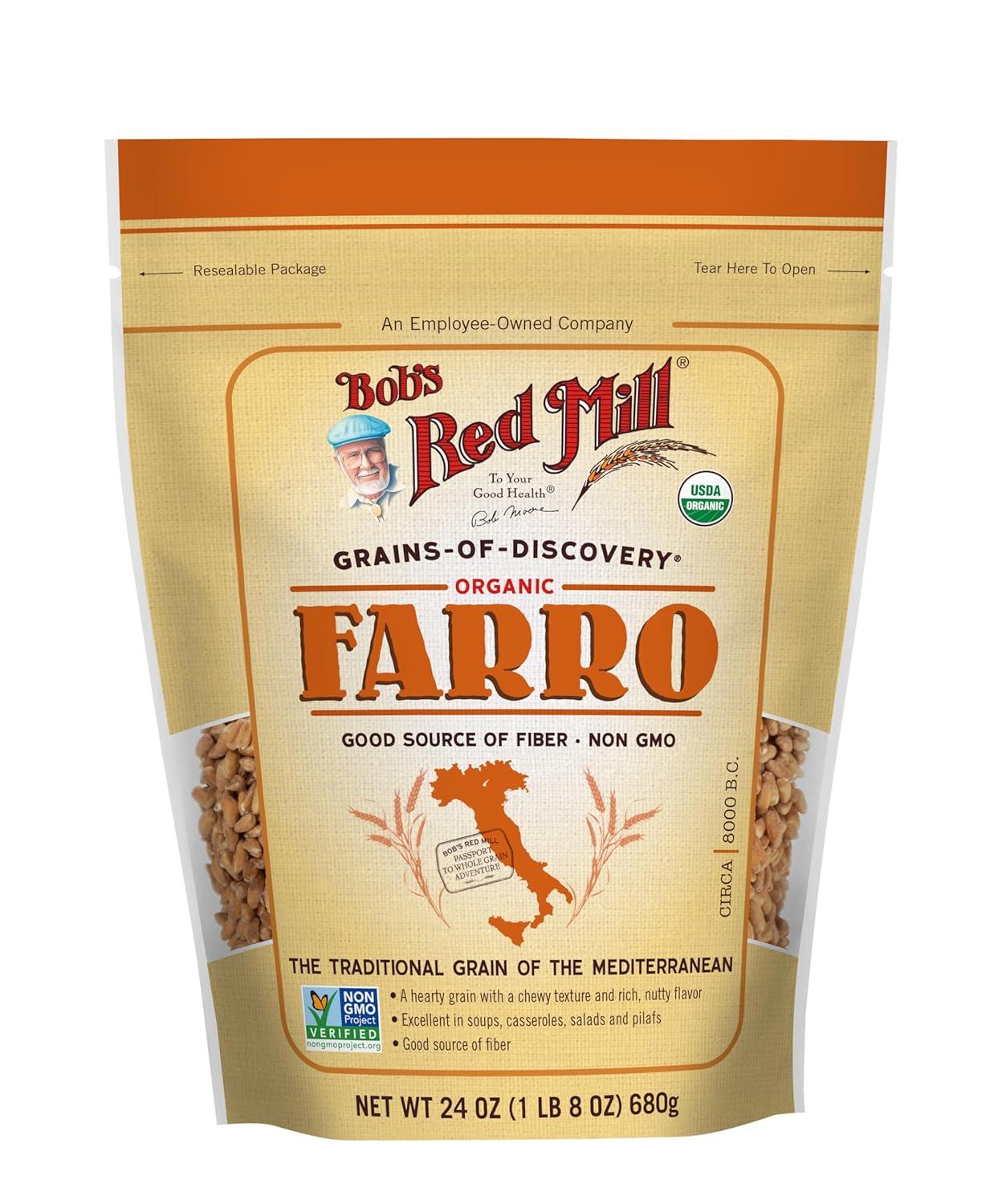 imageBobs Red Mill Organic Farro Grain 24oz Pack of 4 Non GMO Vegan Kosher24 Ounce Pack of 4