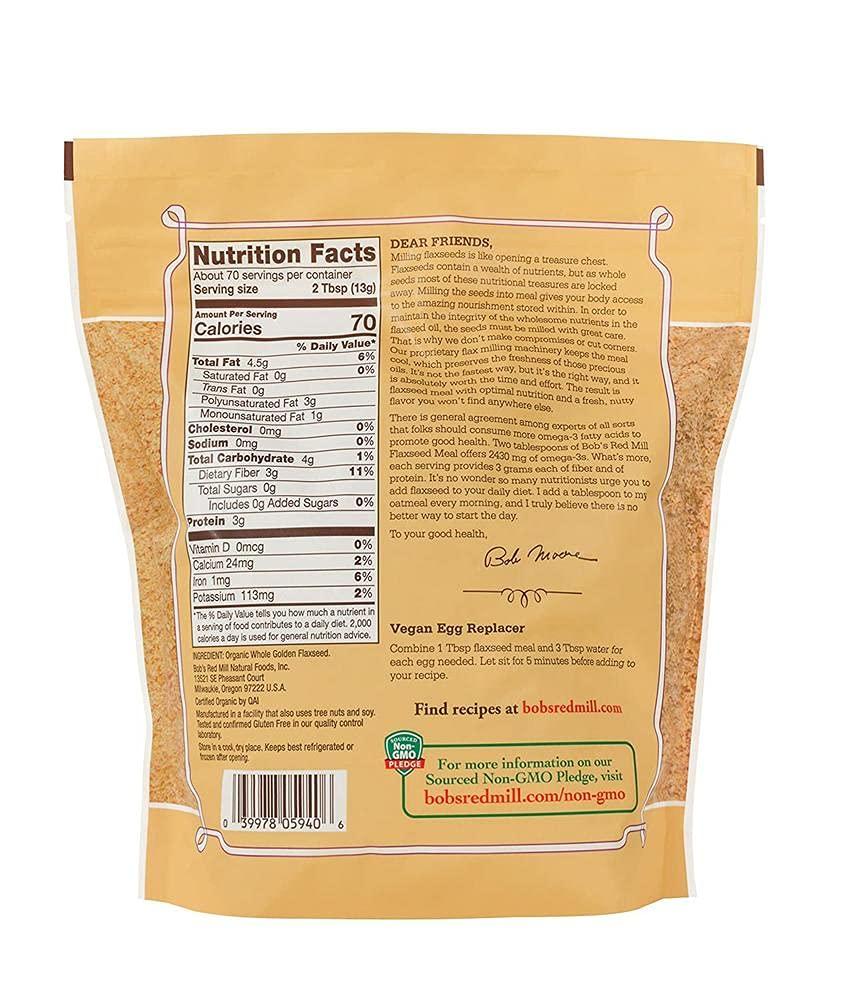imageBobs Red Mill Organic Flaxseed Meal 32oz Pack of 4 Non GMO Vegan Paleo Friendly Keto Friendly Kosher2 Pound Pack of 1