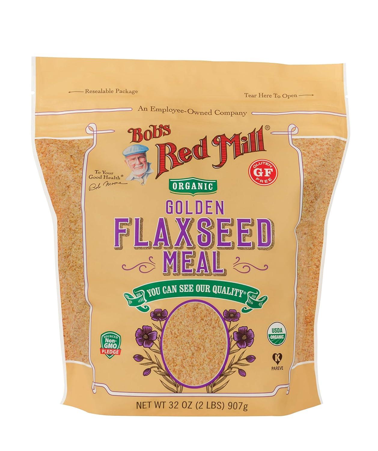 imageBobs Red Mill Organic Golden Flaxseed Meal 32oz Pack of 4 Non GMO Vegan Paleo Friendly Keto Friendly Kosher