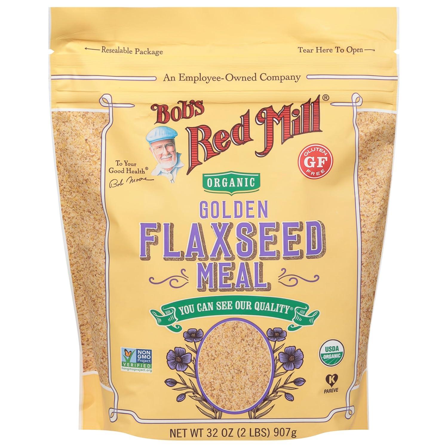 imageBobs Red Mill Organic Golden Flaxseed Meal 32oz Pack of 4 Non GMO Vegan Paleo Friendly Keto Friendly Kosher