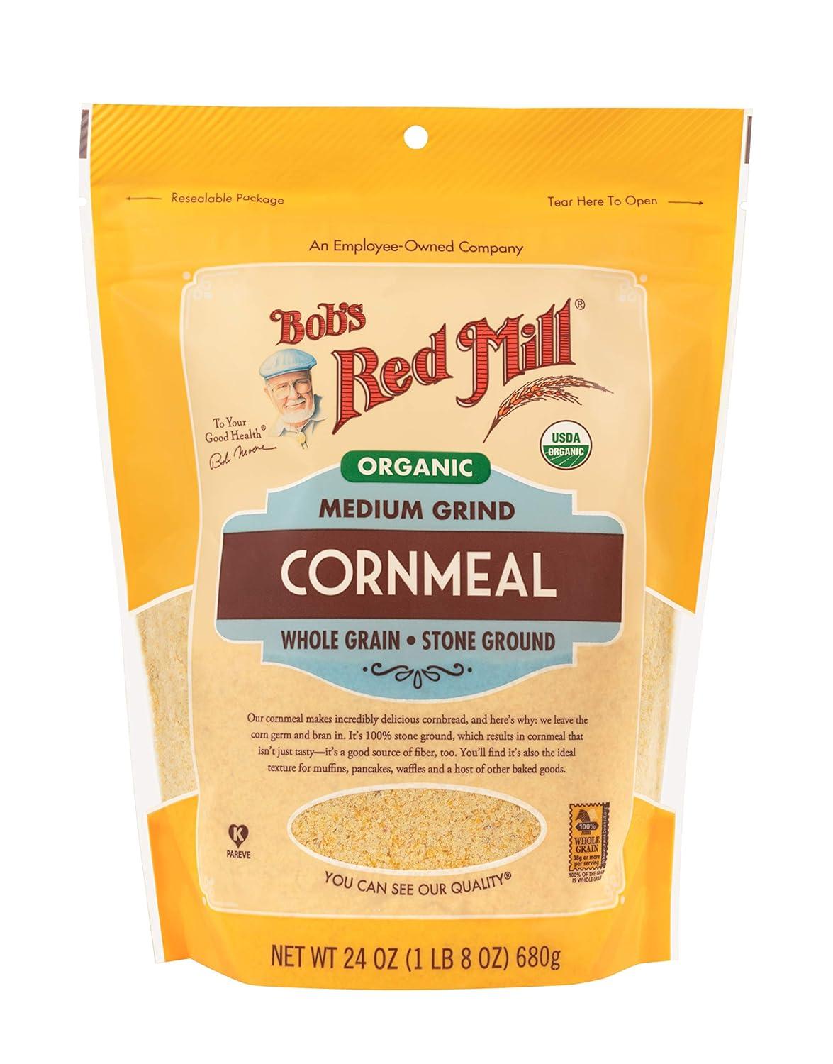 imageBobs Red Mill Organic Medium Grind Cornmeal 24oz Pack of 4 Non GMO Whole Grain Vegan Kosher96 Ounce Pack of 1