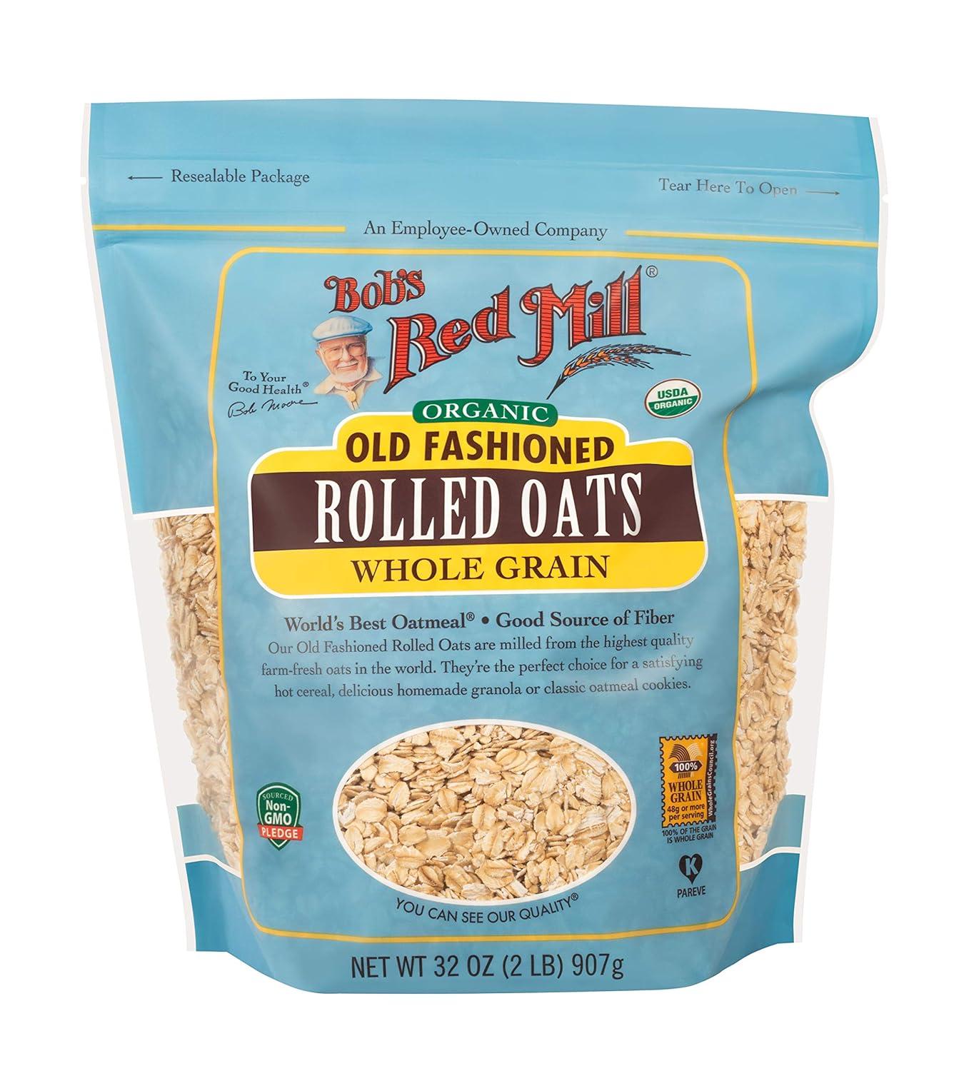 imageBobs Red Mill Organic Old Fashioned Rolled Oats 32oz Pack of 4 Non GMO Whole Grain Vegan Kosher128 Ounce Pack of 1