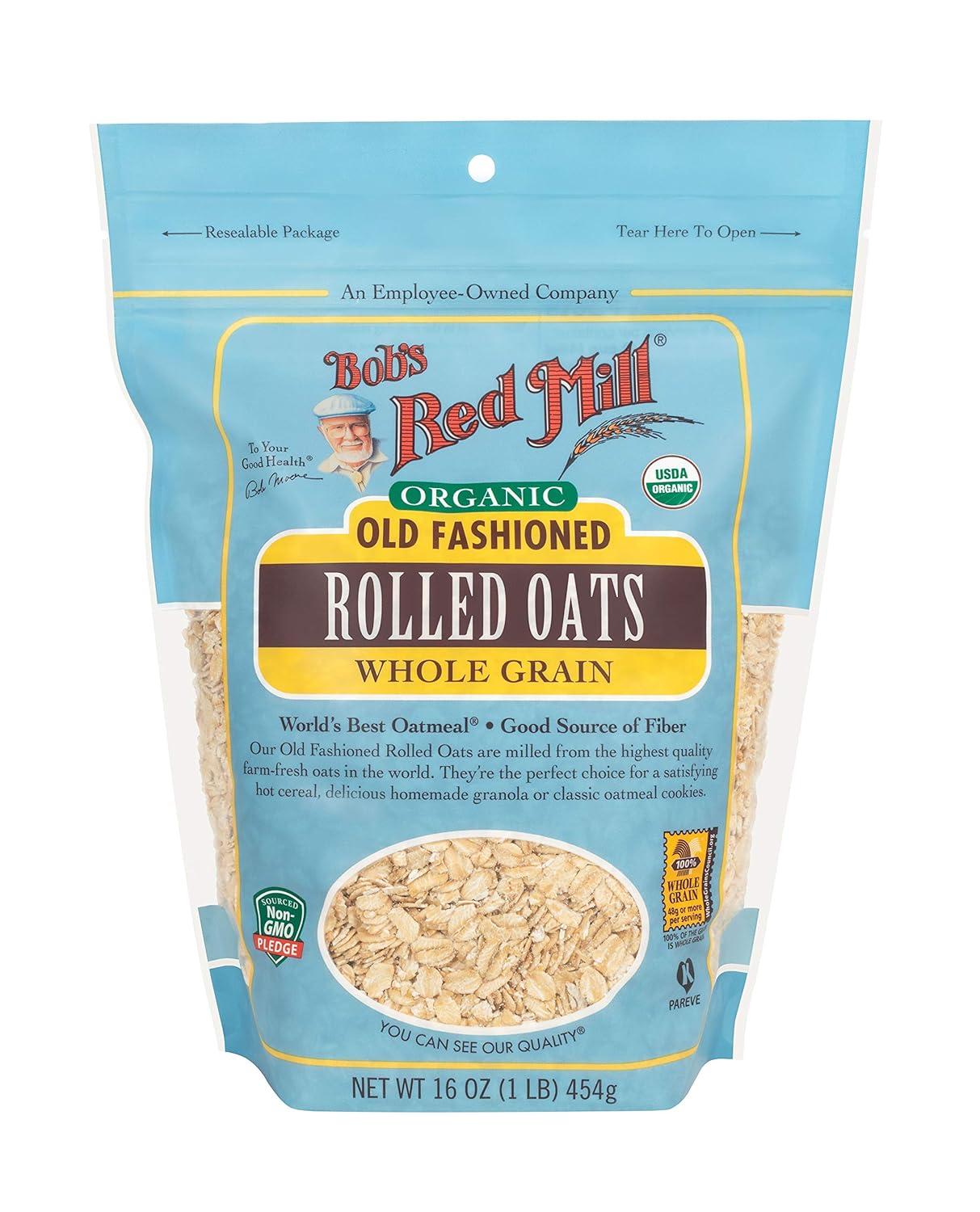 imageBobs Red Mill Organic Old Fashioned Rolled Oats 32oz Pack of 4 Non GMO Whole Grain Vegan Kosher64 Ounce Pack of 1