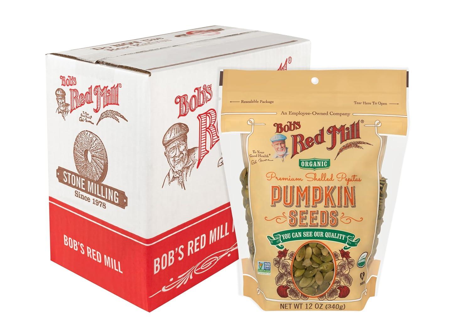 imageBobs Red Mill Organic Pumpkin Seeds 12oz Pack of 4 Non GMO Vegan Paleo Friendly Keto Friendly KosherUnsalted