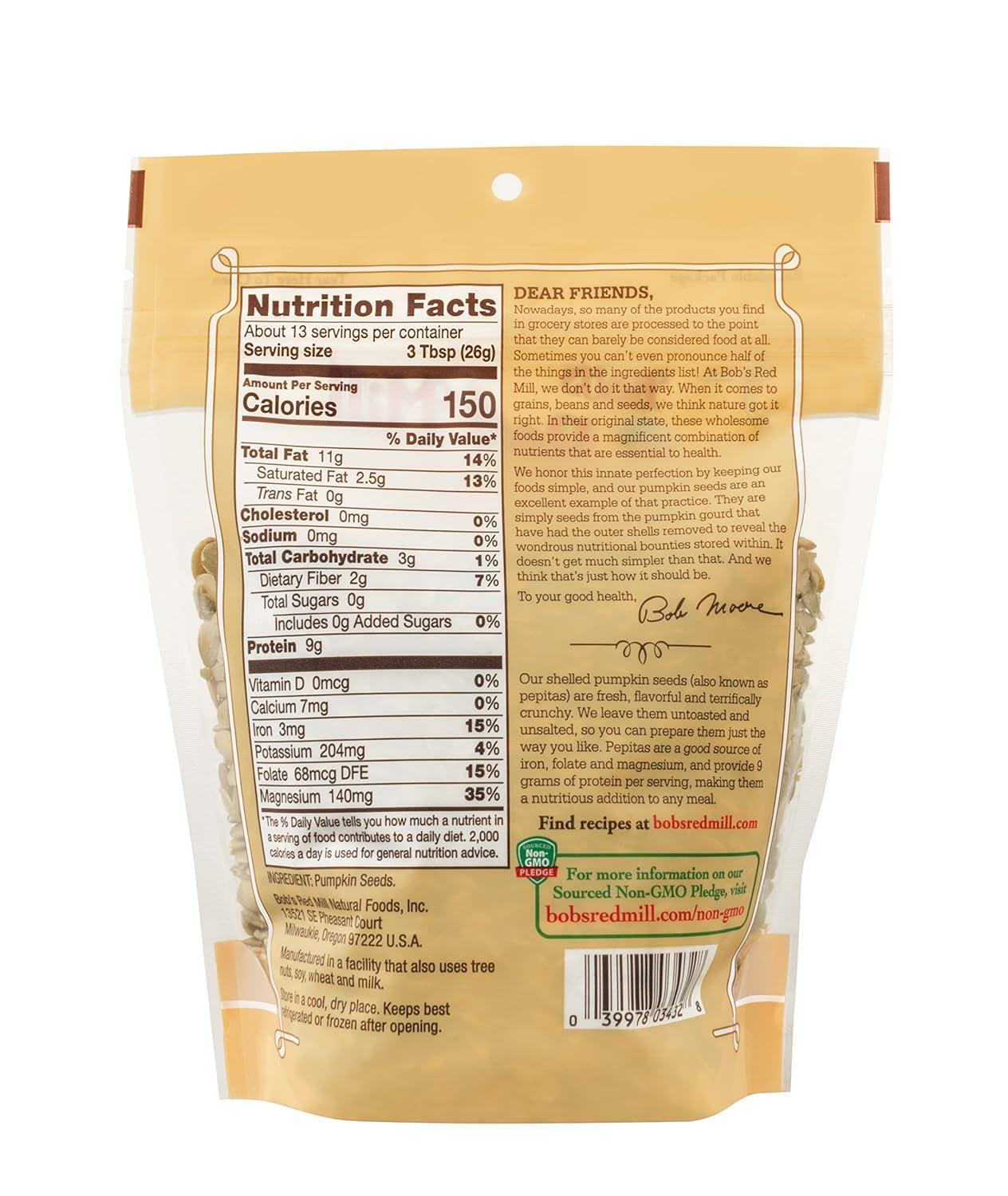 imageBobs Red Mill Organic Pumpkin Seeds 12oz Pack of 4 Non GMO Vegan Paleo Friendly Keto Friendly KosherUnsalted