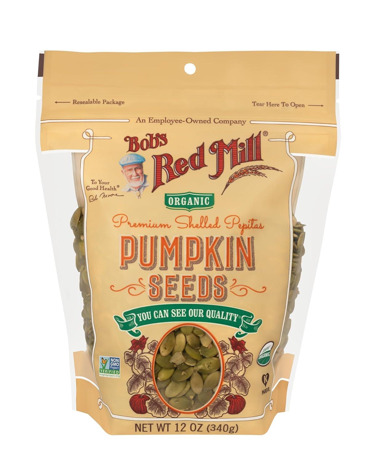 imageBobs Red Mill Organic Pumpkin Seeds 12oz Pack of 4 Non GMO Vegan Paleo Friendly Keto Friendly KosherUnsalted