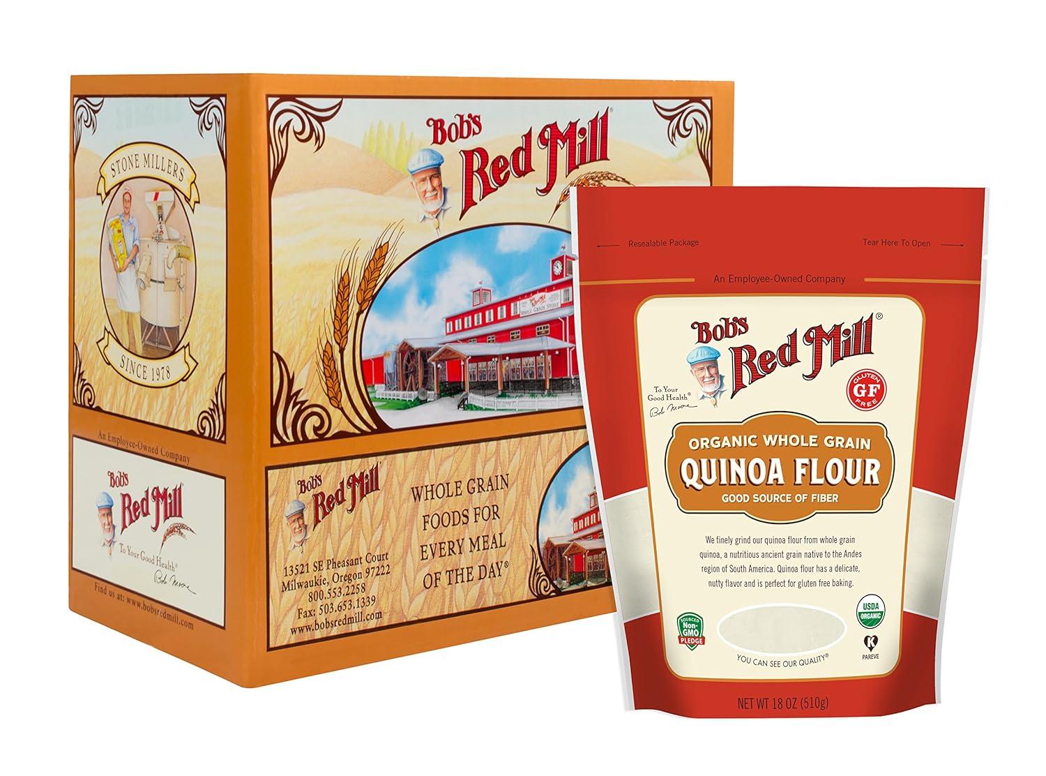 imageBobs Red Mill Organic Quinoa Flour 18oz Pack of 4 Non GMO Whole Grain Vegan Kosher18 Ounce Pack of 4