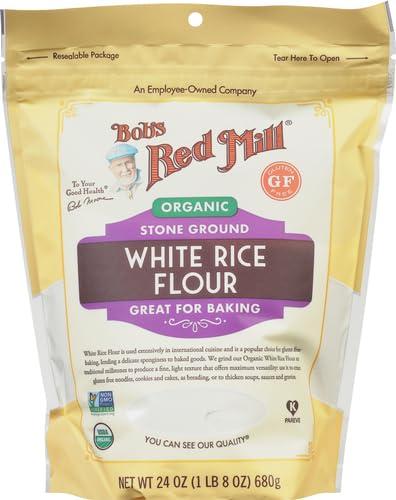 imageBobs Red Mill Organic White Rice Flour 24oz Pack of 4 Non GMO Vegan Kosher24 Ounce Pack of 1