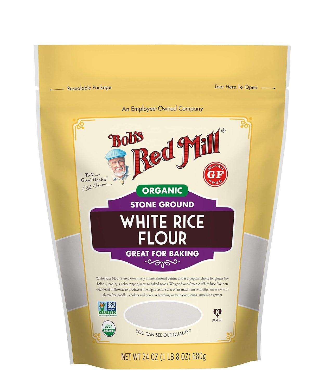 imageBobs Red Mill Organic White Rice Flour 24oz Pack of 4 Non GMO Vegan Kosher24 Ounce Pack of 4