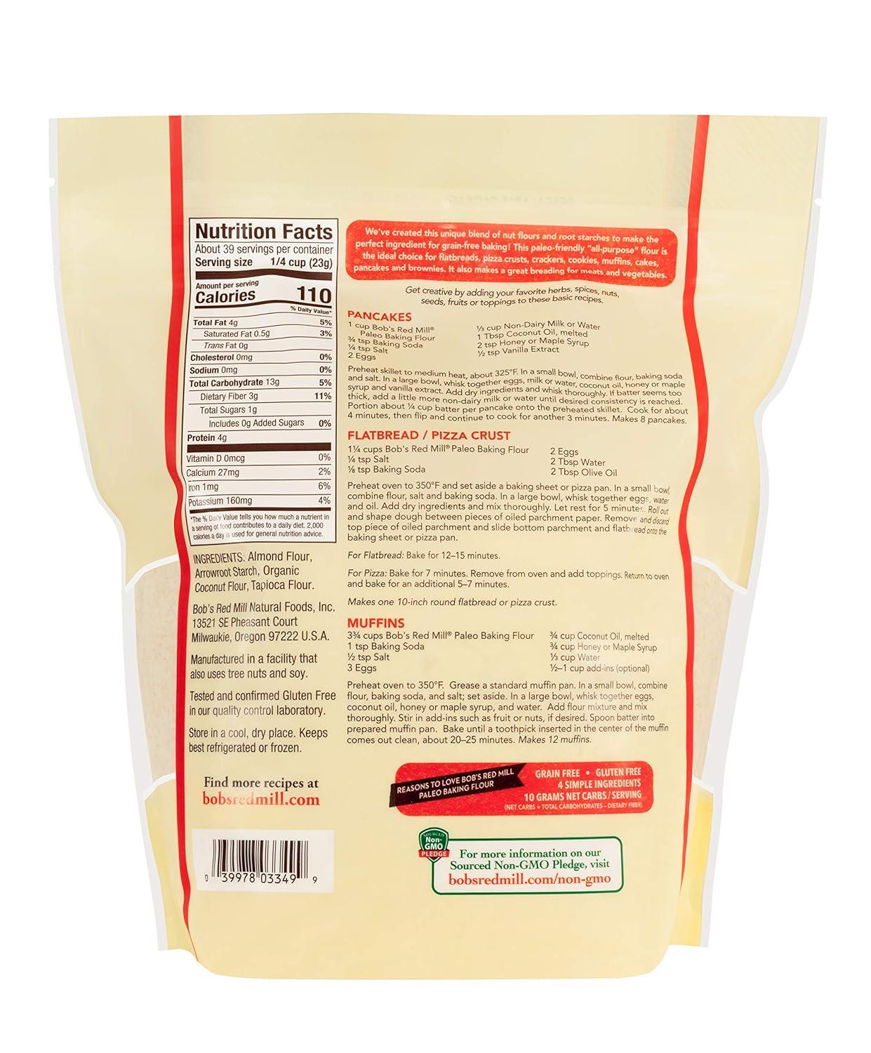 imageBobs Red Mill Paleo Baking Flour 16oz Pack of 4 Gluten Free Non GMO Vegan Paleo Friendly Kosher32 Ounce Pack of 4