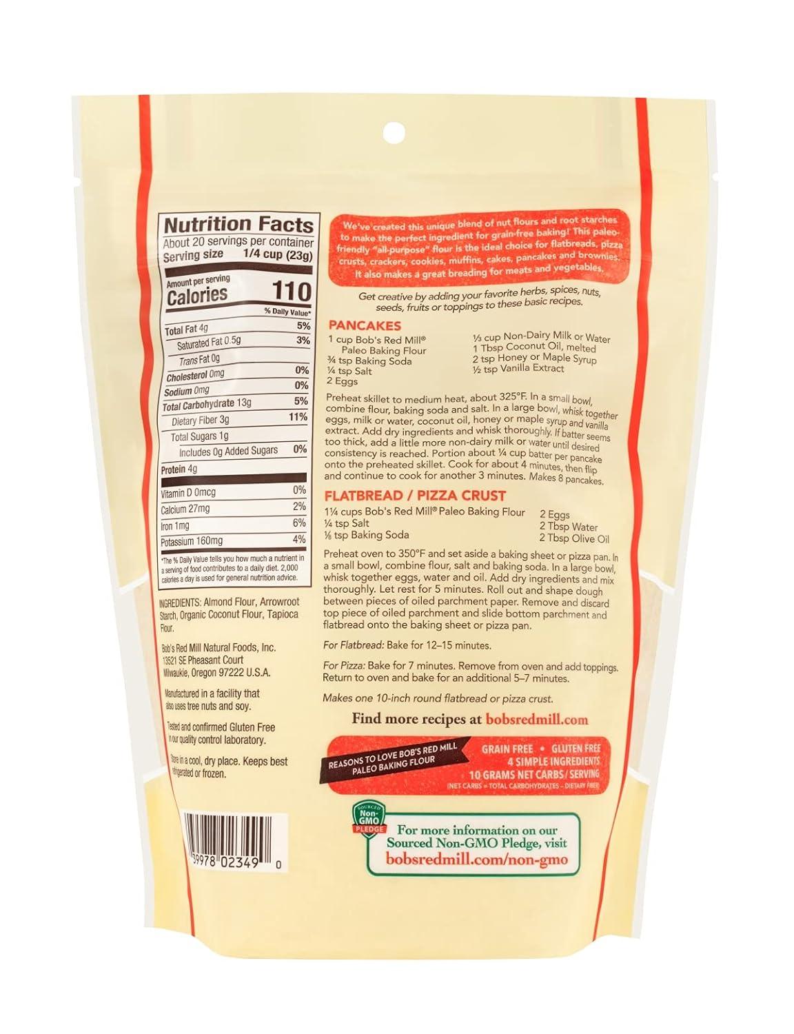 imageBobs Red Mill Paleo Baking Flour 16oz Pack of 4 Gluten Free Non GMO Vegan Paleo Friendly Kosher64 Ounce Pack of 1