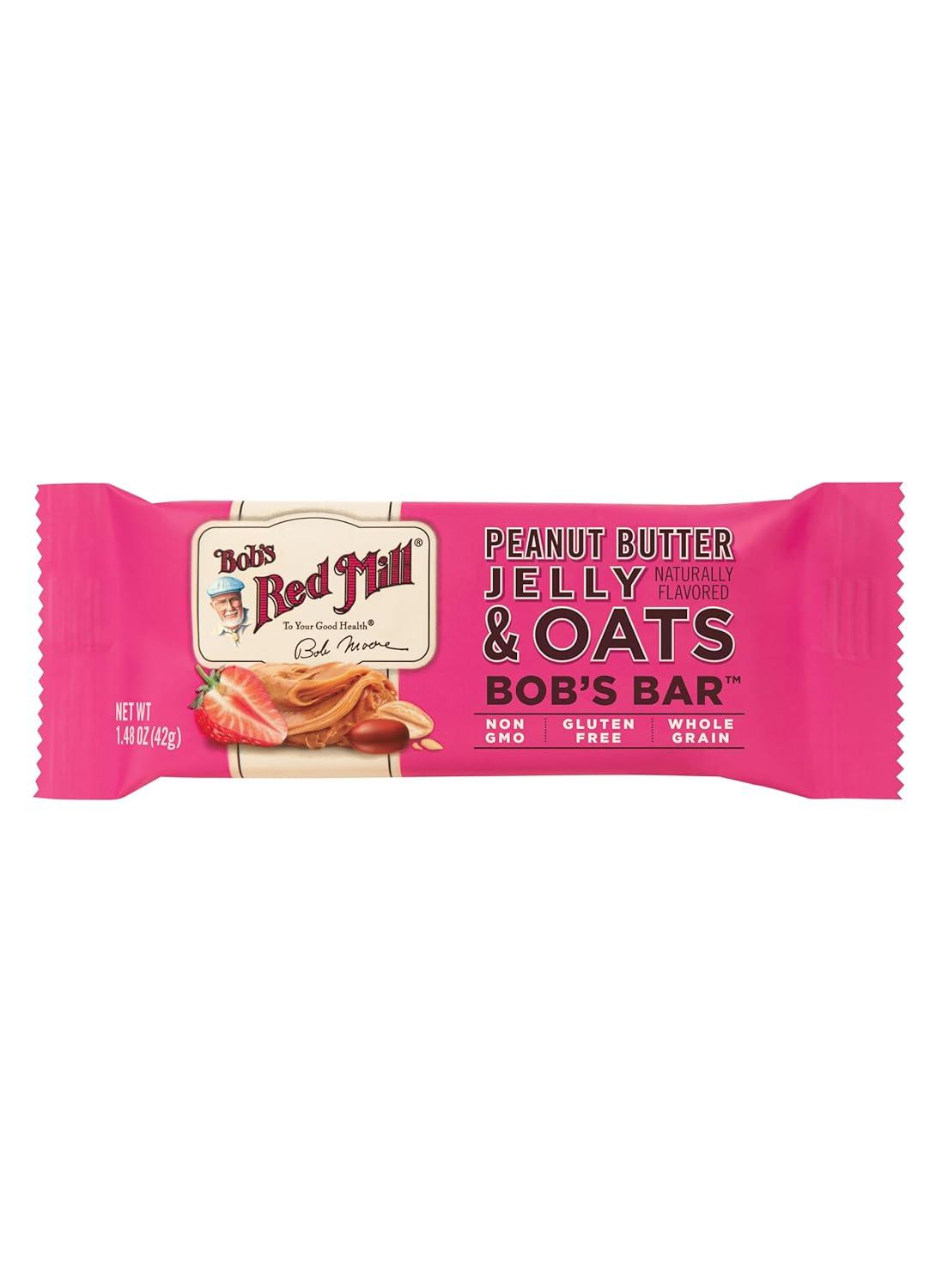 imageBobs Red Mill Peanut Butter Jelly amp Oats Snack Bar 5 Bars Pack of 1 Gluten Free NonGMO Whole Grain