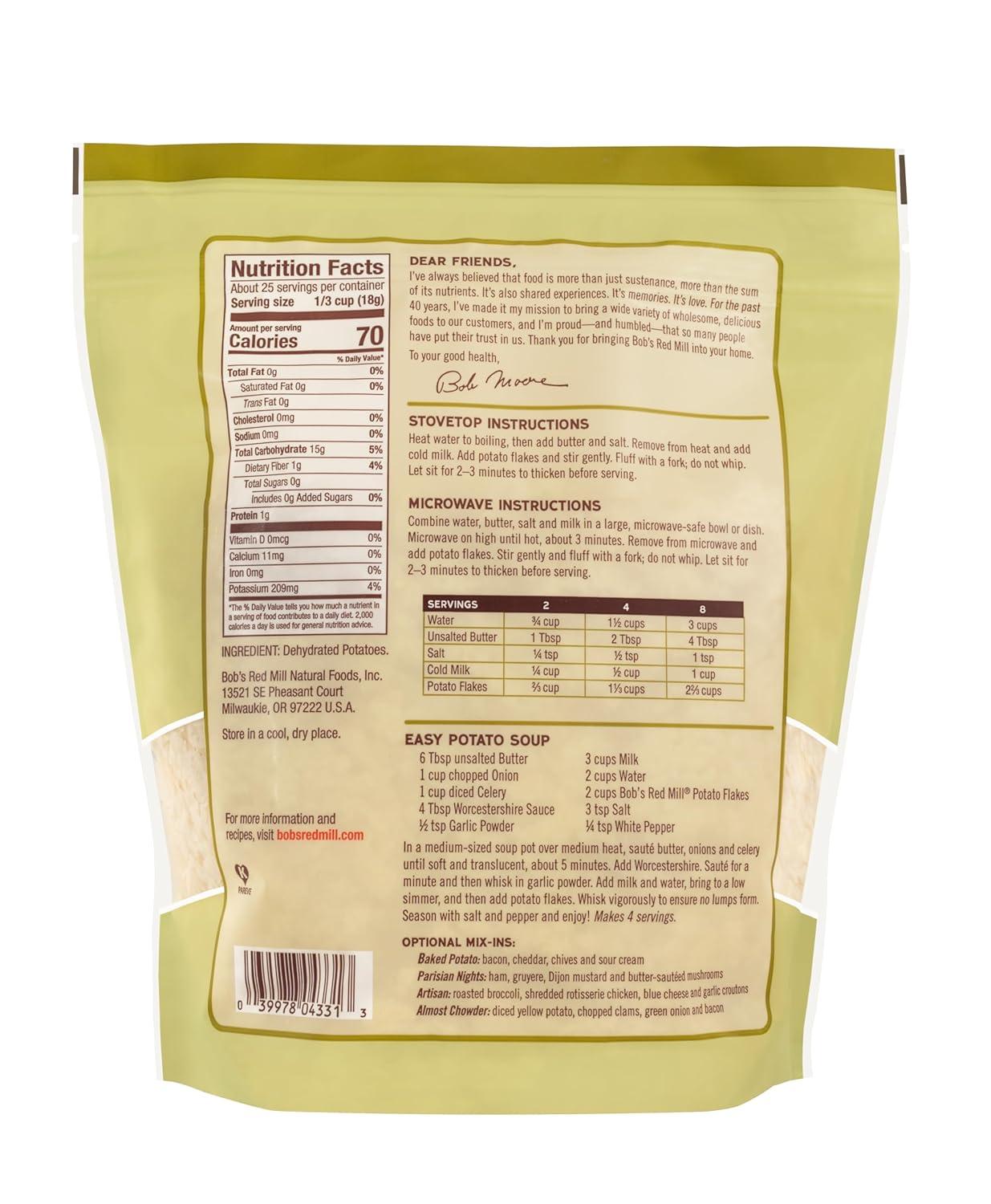 imageBobs Red Mill Potato Flakes 16oz Pack of 4 Non GMO Vegan Kosher16 Ounce Pack of 4