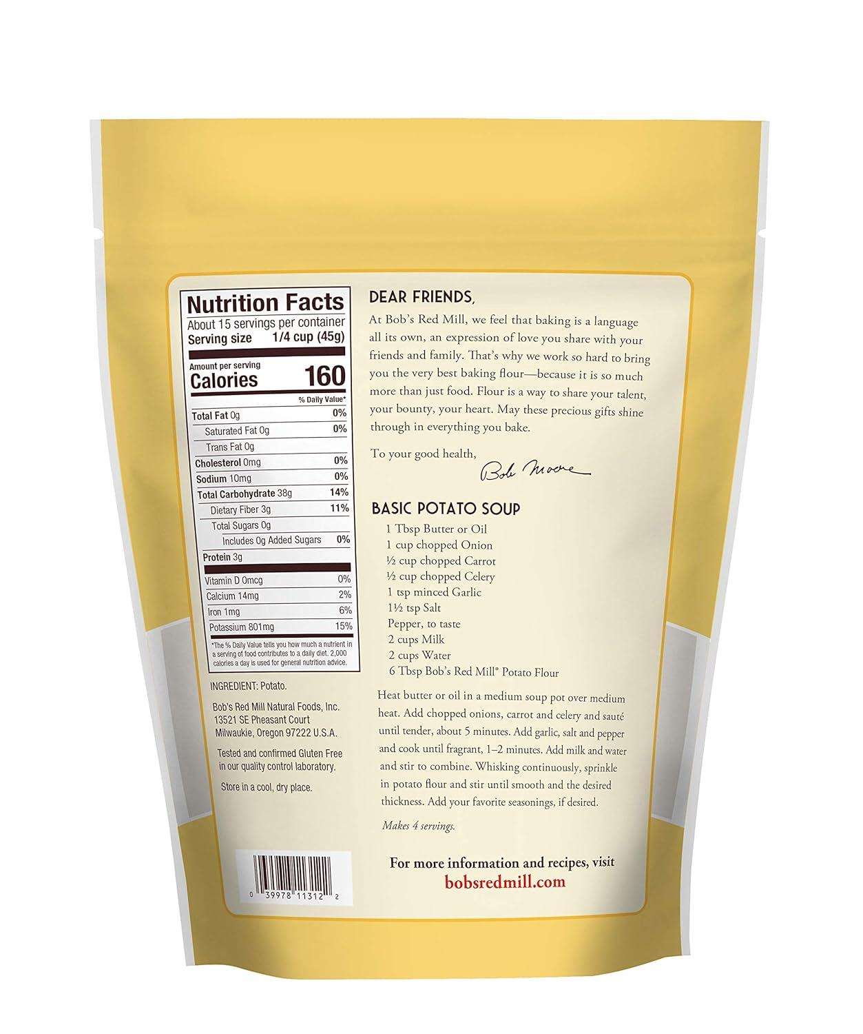 imageBobs Red Mill Potato Flour 24oz Pack of 4 Non GMO Vegan Kosher24 Ounce Pack of 1