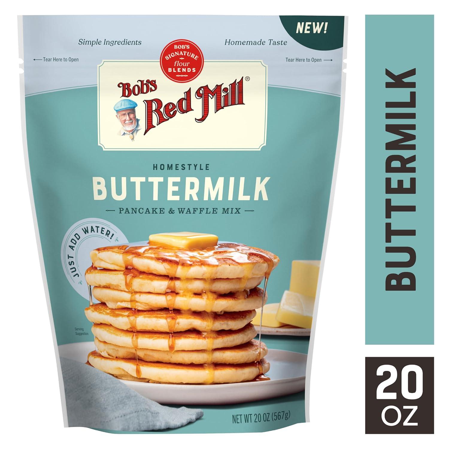imageBobs Red Mill Signature Buttermilk Pancake Mix 20oz Pack of 1 Just Add Water Makes 3240 Pancakes per BagButtermilk