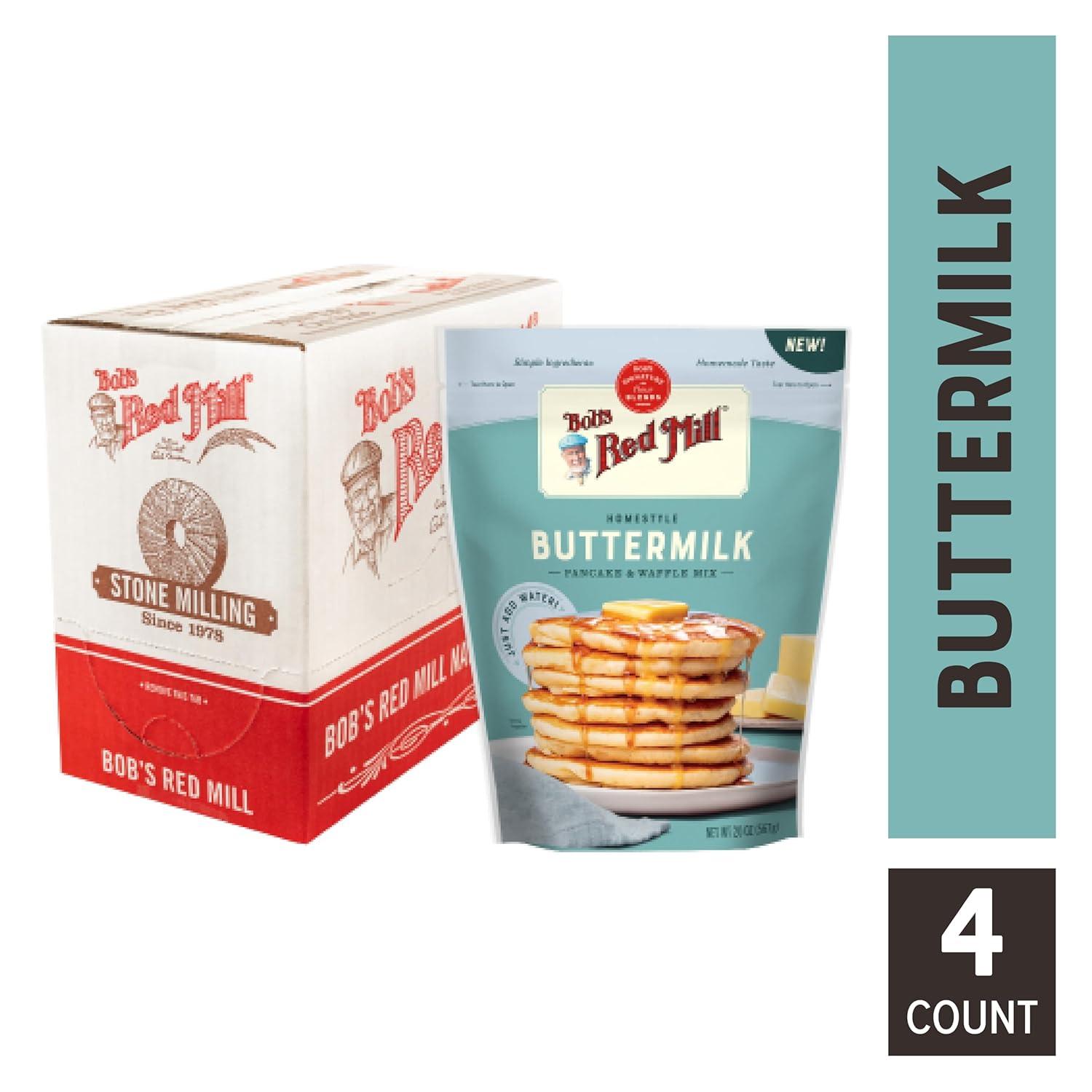 imageBobs Red Mill Signature Buttermilk Pancake Mix 20oz Pack of 4 Just Add Water Makes 3240 Pancakes per BagButtermilk