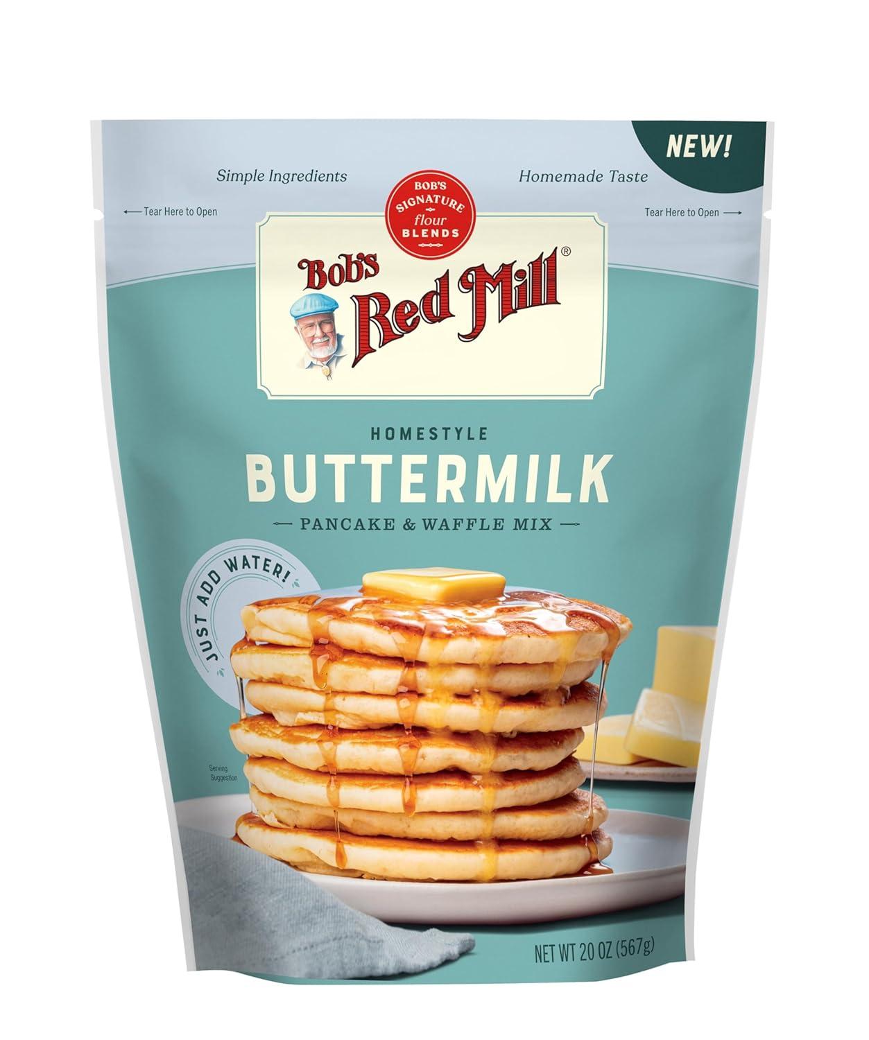 imageBobs Red Mill Signature Buttermilk Pancake Mix 20oz Pack of 4 Just Add Water Makes 3240 Pancakes per BagButtermilk