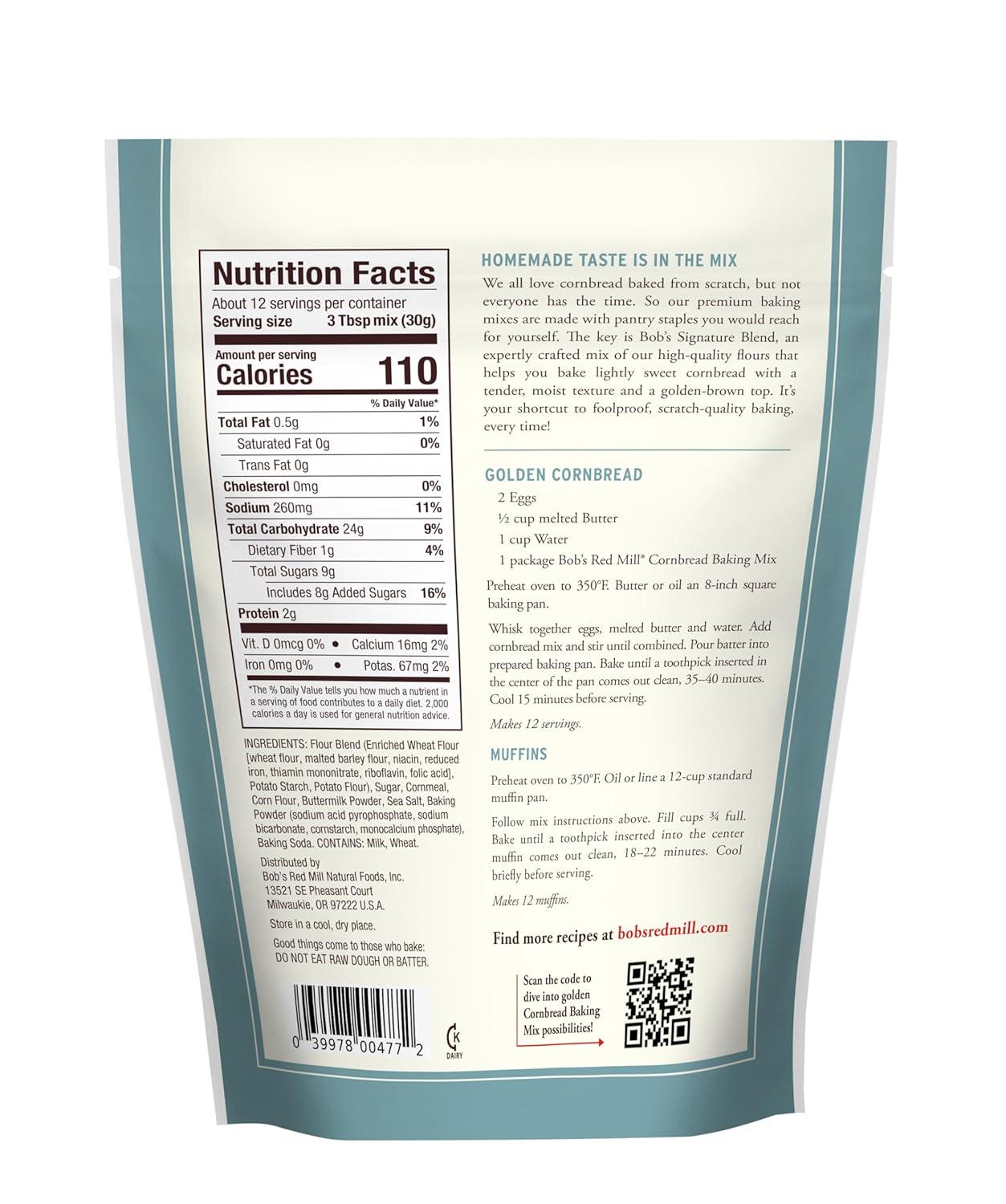 imageBobs Red Mill Signature Cornbread Baking Mix 13oz Pack of 4 Simple Clean Ingredients Homemade Taste Kosher13 Ounce Pack of 4