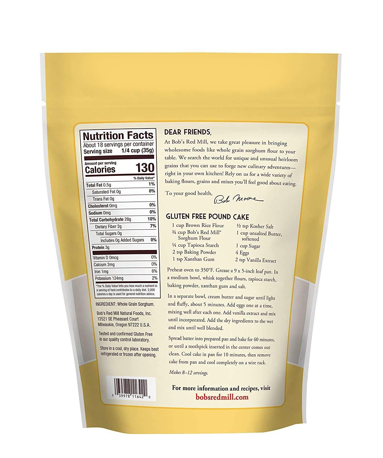 imageBobs Red Mill Sorghum Flour 22oz Pack of 4 Whole Grain Vegan Kosher137 Pound Pack of 3