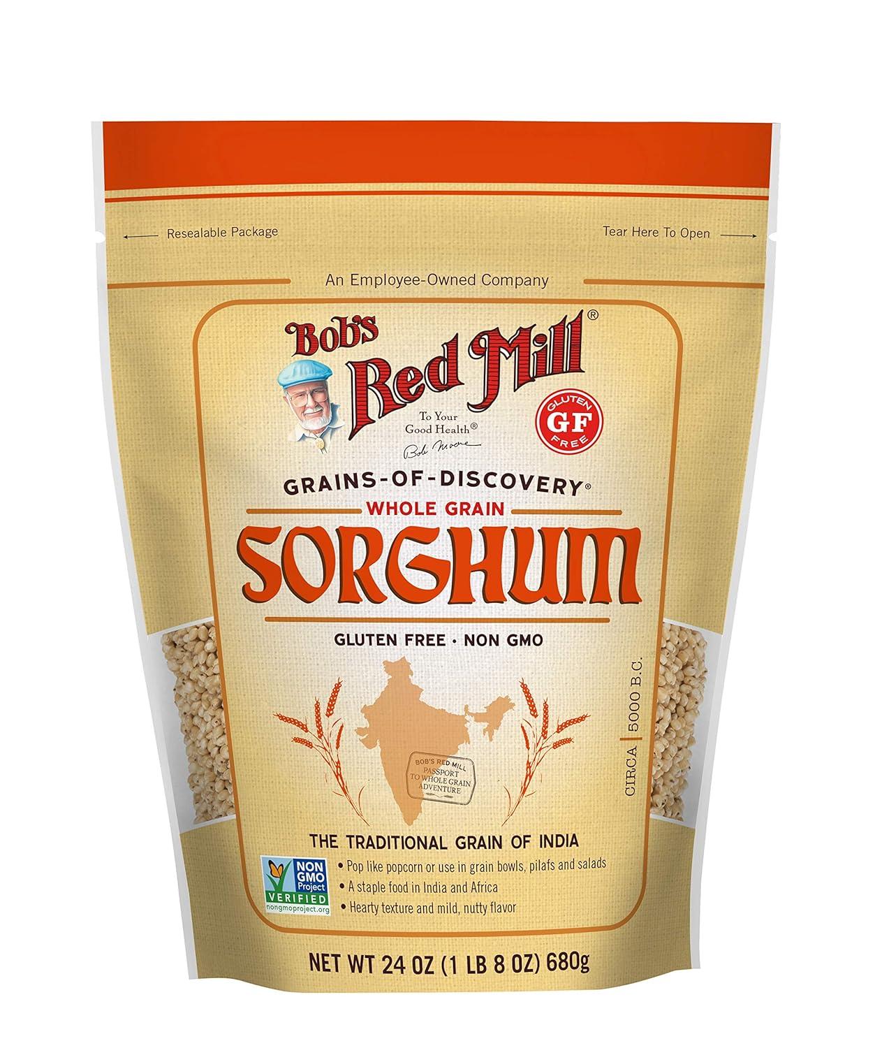 imageBobs Red Mill Sorghum Grain 24oz Pack of 4 Whole Grain Vegan KosherWhite Sorghum Grain