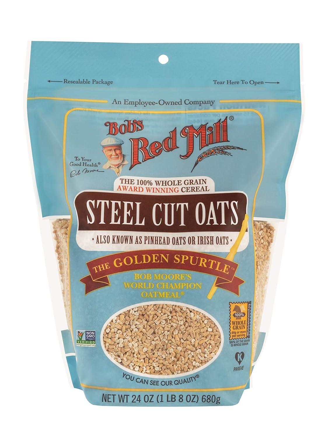imageBobs Red Mill Steel Cut Oats 24oz Pack of 4 Non GMO Whole Grain Vegan KosherSteel Cut Oats