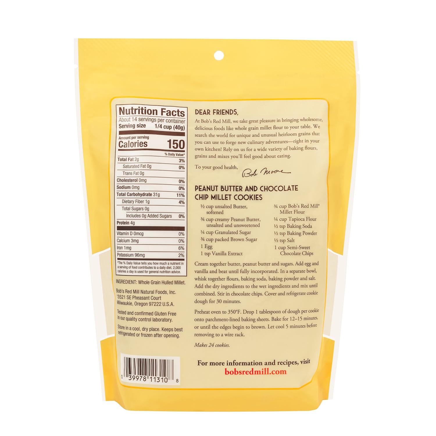 imageBobs Red Mill Stone Ground Whole Grain Millet Flour 20 Ounce Pack of 420 Ounce Pack of 1