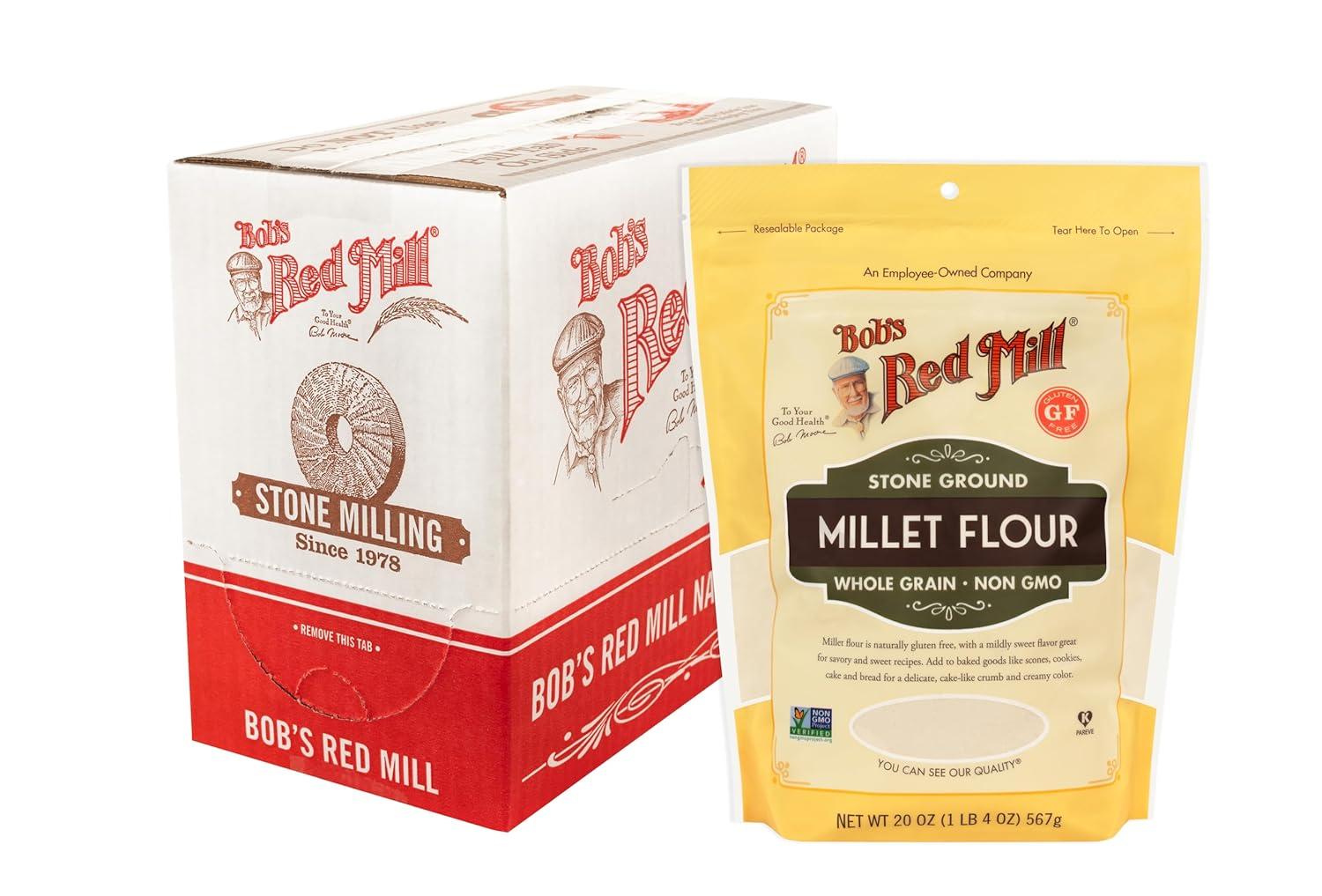 imageBobs Red Mill Stone Ground Whole Grain Millet Flour 20 Ounce Pack of 420 Ounce Pack of 4
