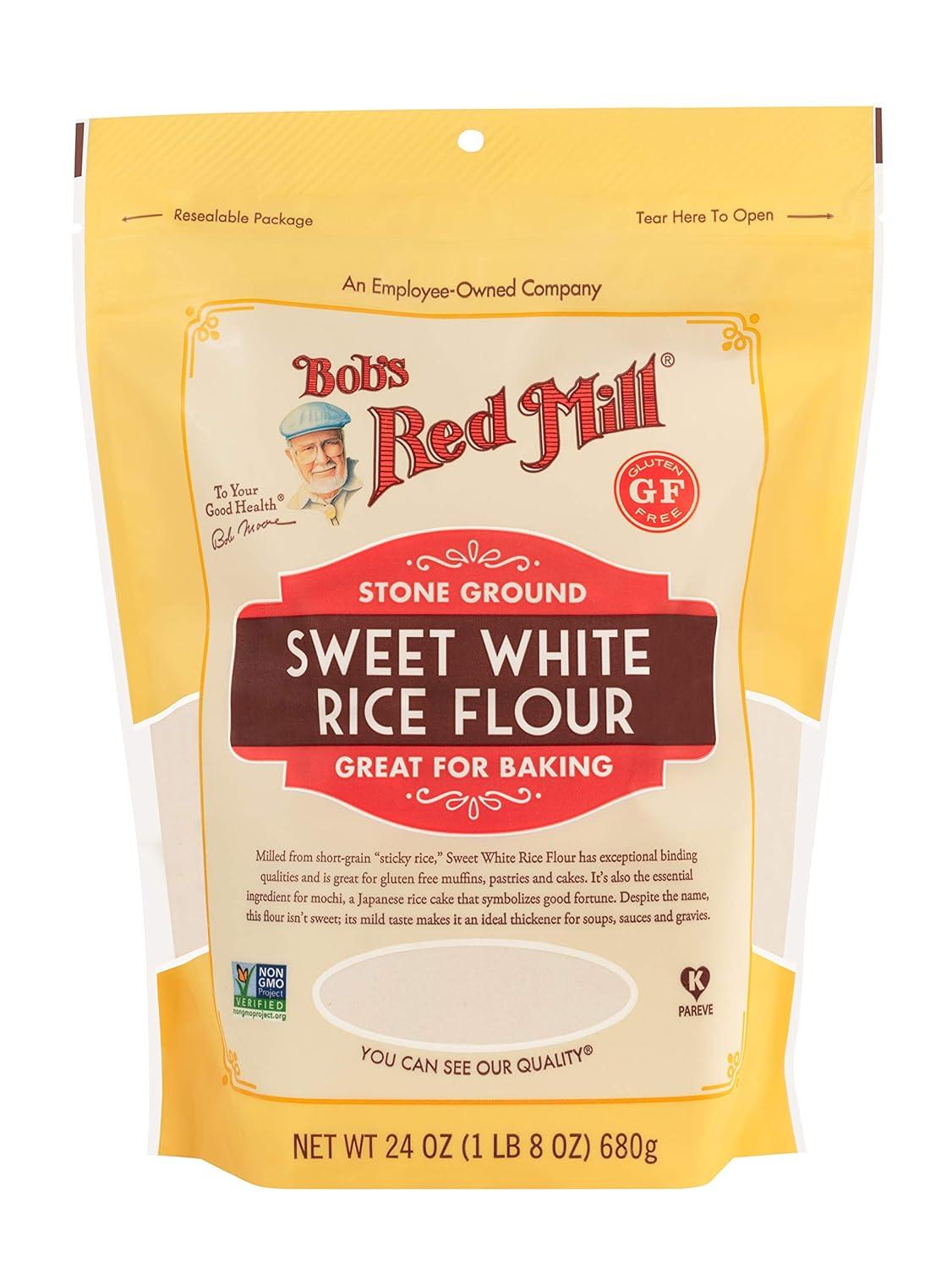imageBobs Red Mill Sweet White Rice Flour 24oz Pack of 4 Non GMO Vegan Kosher24 Ounce Pack of 4