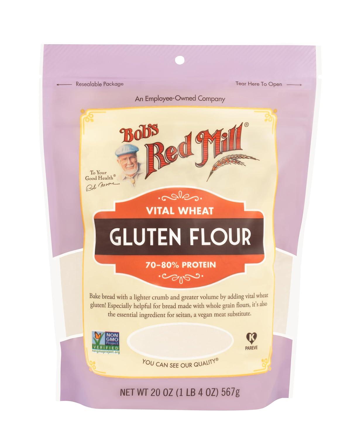 imageBobs Red Mill Vital Wheat Gluten Flour 20oz Pack of 4 Vegan Keto Friendly Kosher20 Ounce Pack of 1