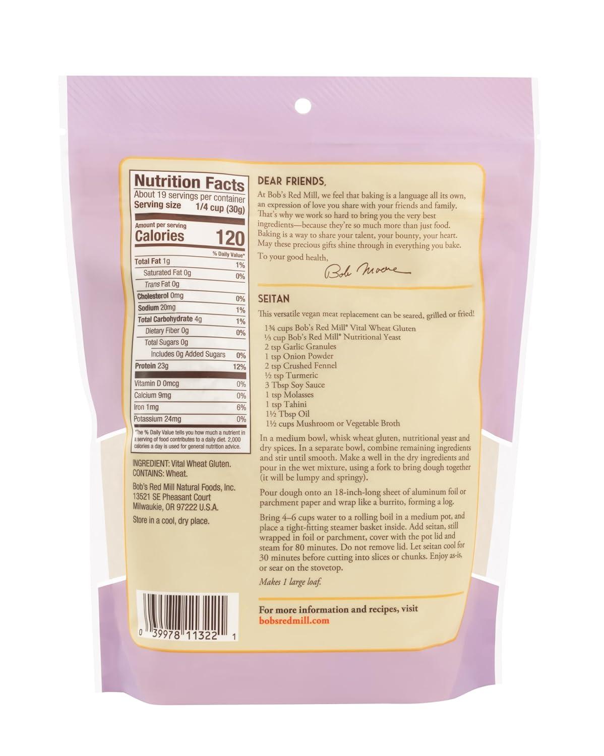 imageBobs Red Mill Vital Wheat Gluten Flour 20oz Pack of 4 Vegan Keto Friendly Kosher20 Ounce Pack of 4