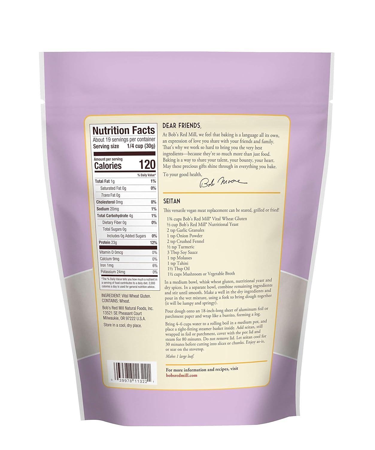 imageBobs Red Mill Vital Wheat Gluten Flour 20oz Pack of 4 Vegan Keto Friendly Kosher20 Ounce Pack of 4